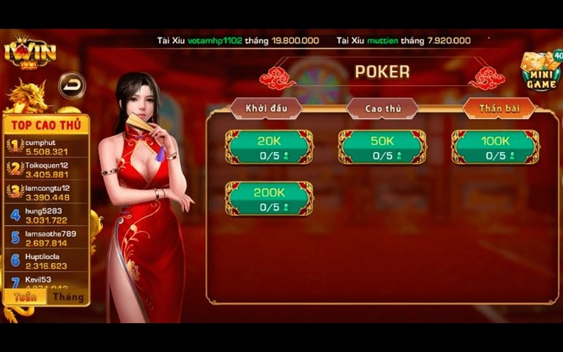 Quá trình gửi tiền nhanh chóng tại iwinclub casino